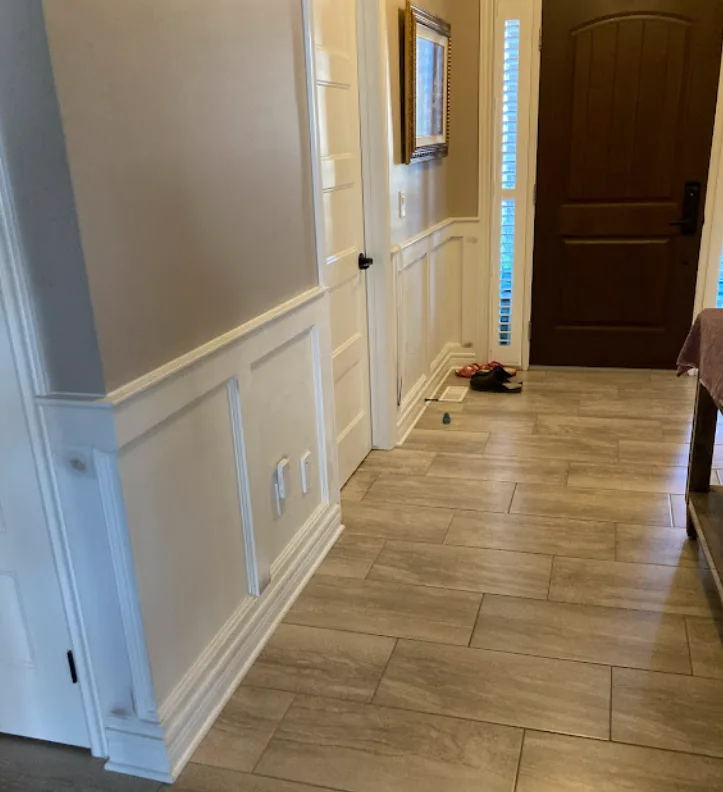 Freshly painted interior trim and detailed finish work